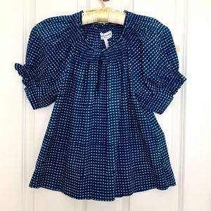 Apiece Apart Kasin Top, Mini Gingham Indigo, XS